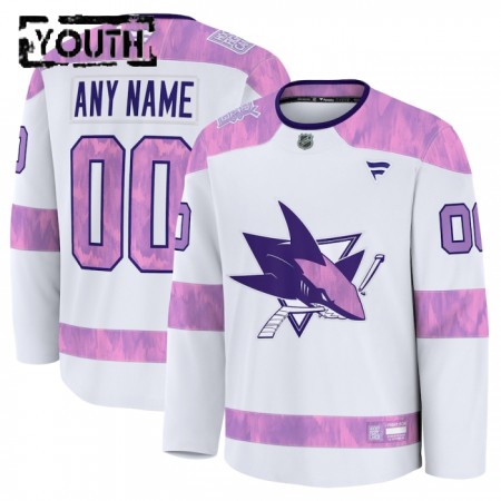 Lasten NHL San Jose Sharks Pelipaita Custom Fanatics Hockey Fights Cancer Practice 2024-25 Valkoinen